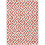 3' X 5' Salmon And Ivory Geometric Washable Indoor Outdoor Area Rug