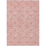 5' X 8' Salmon And Ivory Geometric Washable Indoor Outdoor Area Rug
