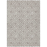 3' X 5' Taupe And Ivory Geometric Washable Indoor Outdoor Area Rug
