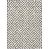 5' X 8' Taupe And Ivory Geometric Washable Indoor Outdoor Area Rug
