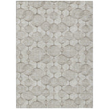 3' X 5' Beige And Brown Geometric Washable Indoor Outdoor Area Rug