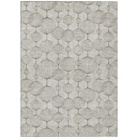 3' X 5' Beige And Brown Geometric Washable Indoor Outdoor Area Rug