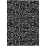 3' X 5' Black Charcoal And Ivory Geometric Washable Indoor Outdoor Area Rug