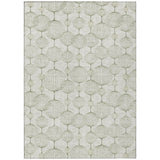 5' X 8' Green And Beige Geometric Washable Indoor Outdoor Area Rug