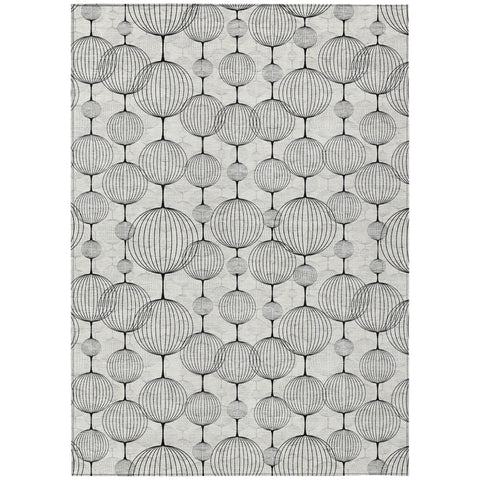 5' X 8' Graphite Gray And Silver Geometric Washable Indoor Outdoor Area Rug