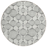 8' Graphite Gray And Silver Round Geometric Washable Indoor Outdoor Area Rug