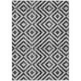 8' X 10' Black Gray And Silver Geometric Washable Indoor Outdoor Area Rug