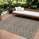 8' X 10' Brown Taupe And Beige Geometric Washable Indoor Outdoor Area Rug