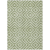 8' X 10' Green And Beige Geometric Washable Indoor Outdoor Area Rug