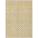 3' X 5' Gold Beige And Ivory Geometric Washable Indoor Outdoor Area Rug
