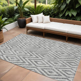 8' X 10' Gray Silver And Ivory Geometric Washable Indoor Outdoor Area Rug