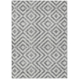 8' X 10' Gray Silver And Ivory Geometric Washable Indoor Outdoor Area Rug