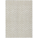 8' X 10' Ivory And Beige Geometric Washable Indoor Outdoor Area Rug