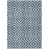 5' X 8' Navy Blue And Ivory Geometric Washable Indoor Outdoor Area Rug