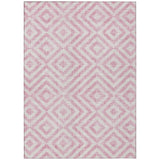 8' X 10' Pink And Ivory Geometric Washable Indoor Outdoor Area Rug