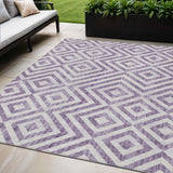 5' X 8' Purple And Ivory Geometric Washable Indoor Outdoor Area Rug