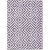 5' X 8' Purple And Ivory Geometric Washable Indoor Outdoor Area Rug