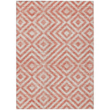 3' X 5' Salmon And Ivory Geometric Washable Indoor Outdoor Area Rug