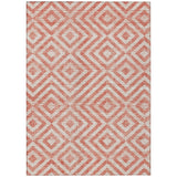 5' X 8' Salmon And Ivory Geometric Washable Indoor Outdoor Area Rug