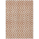 8' X 10' Terra Cotta Copper And Beige Geometric Washable Indoor Outdoor Area Rug