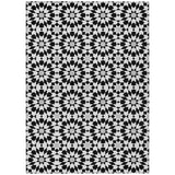 8' X 10' Black Gray And Silver Floral Medallion Washable Indoor Outdoor Area Rug