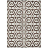 8' X 10' Brown Beige And Ivory Floral Medallion Washable Indoor Outdoor Area Rug
