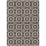 5' X 8' Charcoal Silver And Copper Floral Medallion Washable Indoor Outdoor Area Rug