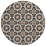 8' Charcoal Silver And Copper Round Floral Medallion Washable Indoor Outdoor Area Rug