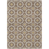 3' X 5' Chocolate Ivory And Gold Floral Medallion Washable Indoor Outdoor Area Rug
