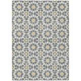 5' X 8' Gray Ivory And Gold Floral Medallion Washable Indoor Outdoor Area Rug