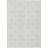 5' X 8' Ivory Beige And Taupe Floral Medallion Washable Indoor Outdoor Area Rug