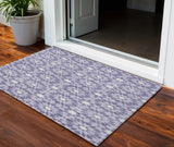 3' X 5' Lilac Purple And Ivory Floral Medallion Washable Indoor Outdoor Area Rug