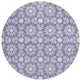 8' Lilac Purple And Ivory Round Floral Medallion Washable Indoor Outdoor Area Rug