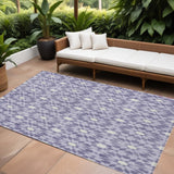 8' X 10' Lilac Purple And Ivory Floral Medallion Washable Indoor Outdoor Area Rug