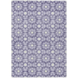 8' X 10' Lilac Purple And Ivory Floral Medallion Washable Indoor Outdoor Area Rug