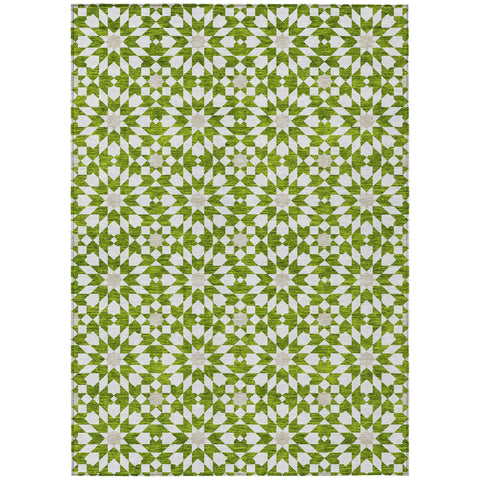 3' X 5' Lime Green Ivory And Beige Floral Medallion Washable Indoor Outdoor Area Rug
