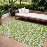 8' X 10' Lime Green Ivory And Beige Floral Medallion Washable Indoor Outdoor Area Rug
