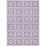 3' X 5' Lavender Purple And Ivory Floral Medallion Washable Indoor Outdoor Area Rug