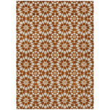 8' X 10' Orange Beige And Copper Floral Medallion Washable Indoor Outdoor Area Rug