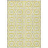 8' X 10' Yellow Ivory And Gray Floral Medallion Washable Indoor Outdoor Area Rug