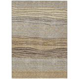 3' X 5' Taupe Brown And Beige Striped Washable Indoor Outdoor Area Rug
