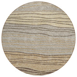 8' Taupe Brown And Beige Round Striped Washable Indoor Outdoor Area Rug