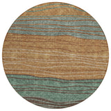 8' Terra Cotta Copper And Beige Round Striped Washable Indoor Outdoor Area Rug