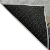 8' X 10' Black Charcoal And Silver Striped Washable Indoor Outdoor Area Rug