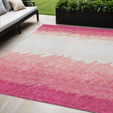 5' X 8' Blush Pink And Ivory Striped Washable Indoor Outdoor Area Rug