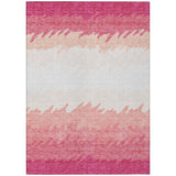 5' X 8' Blush Pink And Ivory Striped Washable Indoor Outdoor Area Rug