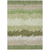 8' X 10' Beige And Olive Green Striped Washable Indoor Outdoor Area Rug