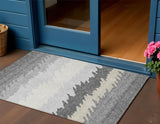 3' X 5' Gray Silver And Charcoal Striped Washable Indoor Outdoor Area Rug