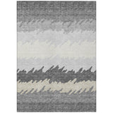 8' X 10' Gray Silver And Charcoal Striped Washable Indoor Outdoor Area Rug