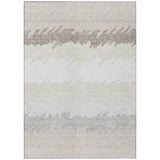 8' X 10' Ivory Beige And Taupe Striped Washable Indoor Outdoor Area Rug